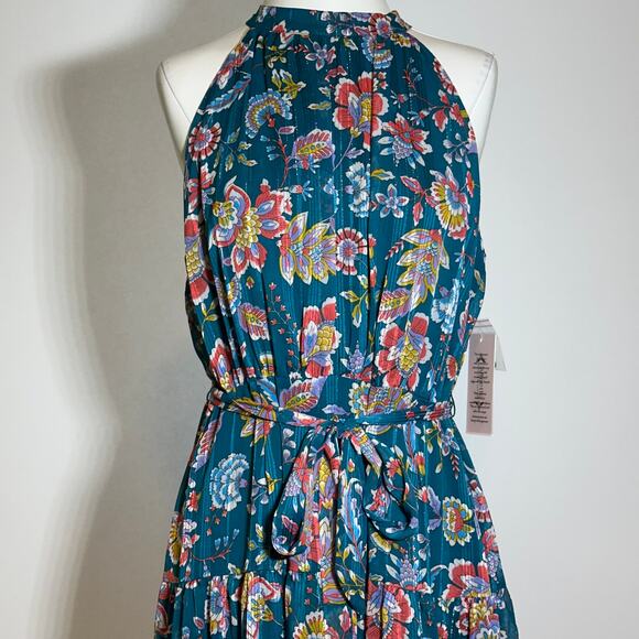 NWT Nanette Lepore Deep Lake Floral Yin Shadow Halter Maxi Dress Womens Size 14 - Picture 2 of 12